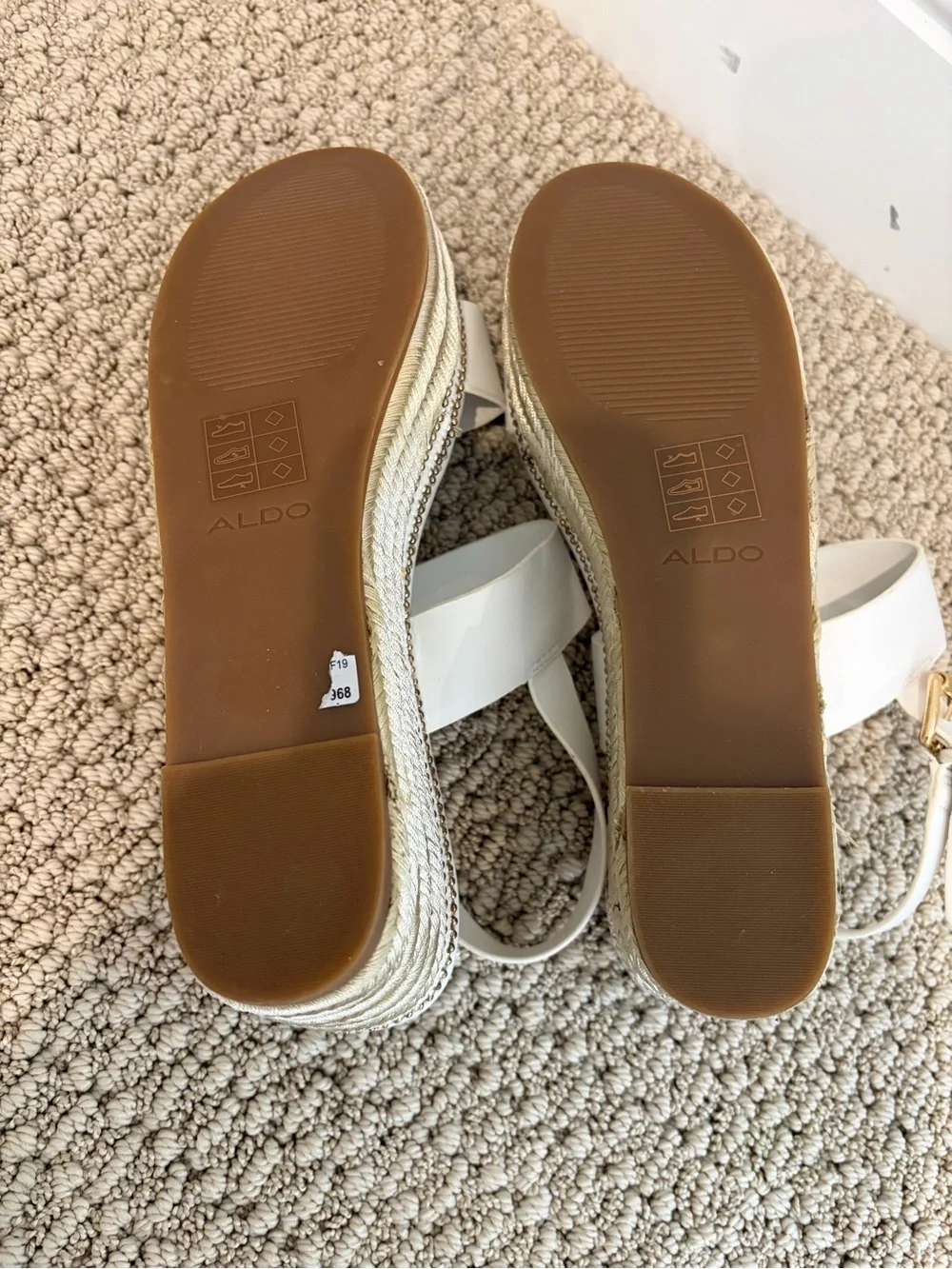 Aldo White Double-Strap Platform Espadrille Sandals